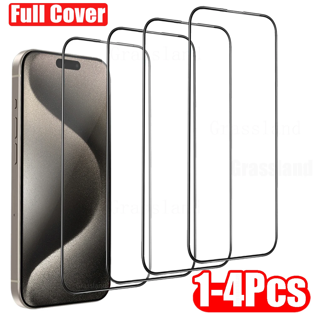 1-4Pcs Tempered Glass For iPhone 15 14 13 12 11 Pro Max Anti-Burst Screen Protector For iPhone X XR XS Max Protective Glass Film-animated-img