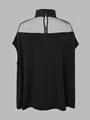 Gymystars Women Clothing See-Through Blouses&Shirts 2025 Batwing Sleeves Solid Color High-neck Simple Spring Casual Female Tops preview-3