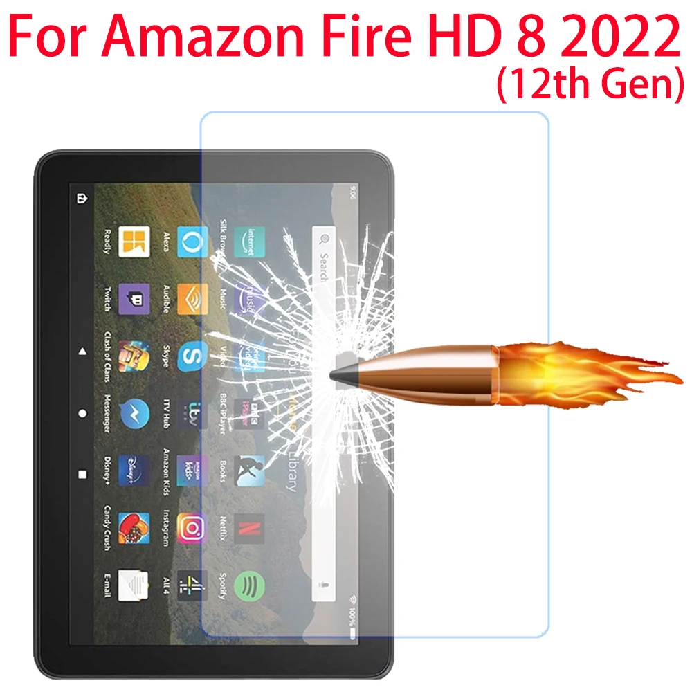 9H Tempered Glass Screen Protector For Amazon Fire HD 8 2022 8.0 inches 12th Gen Tempered Glass Guard Protective Film-animated-img