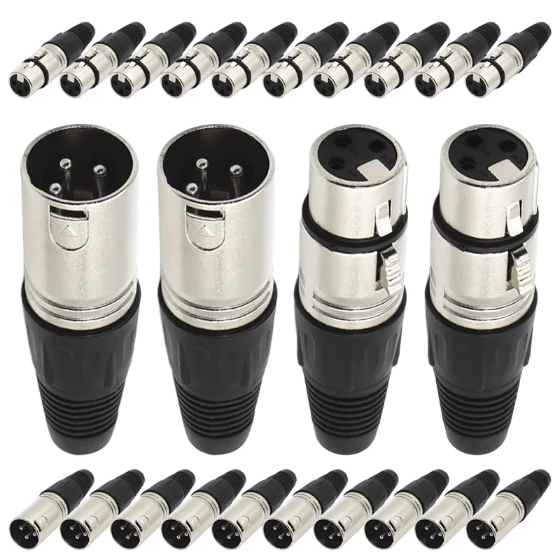 5/20/100PCS 3Pin XLR Audio Cable Microphone Plug Connectors Male & Female 3-core Swiss Cannon Cable Terminals-animated-img