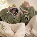 Cartoon Women Pajamas Jumpsuits Women Sleepwear Adult Men Homewear Couples Party Hooded Pyjamas Thick Onesie Velvet Clothes 3XL preview-2