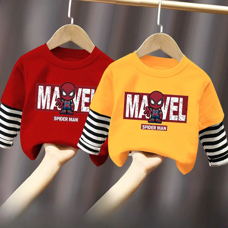 Spring Autumn New Long Sleeves T Shirt for Children Baby Boys Disney O Neck Tops Fashion Spiderman Cartoon Print Kids Sweatshirt-animated-img