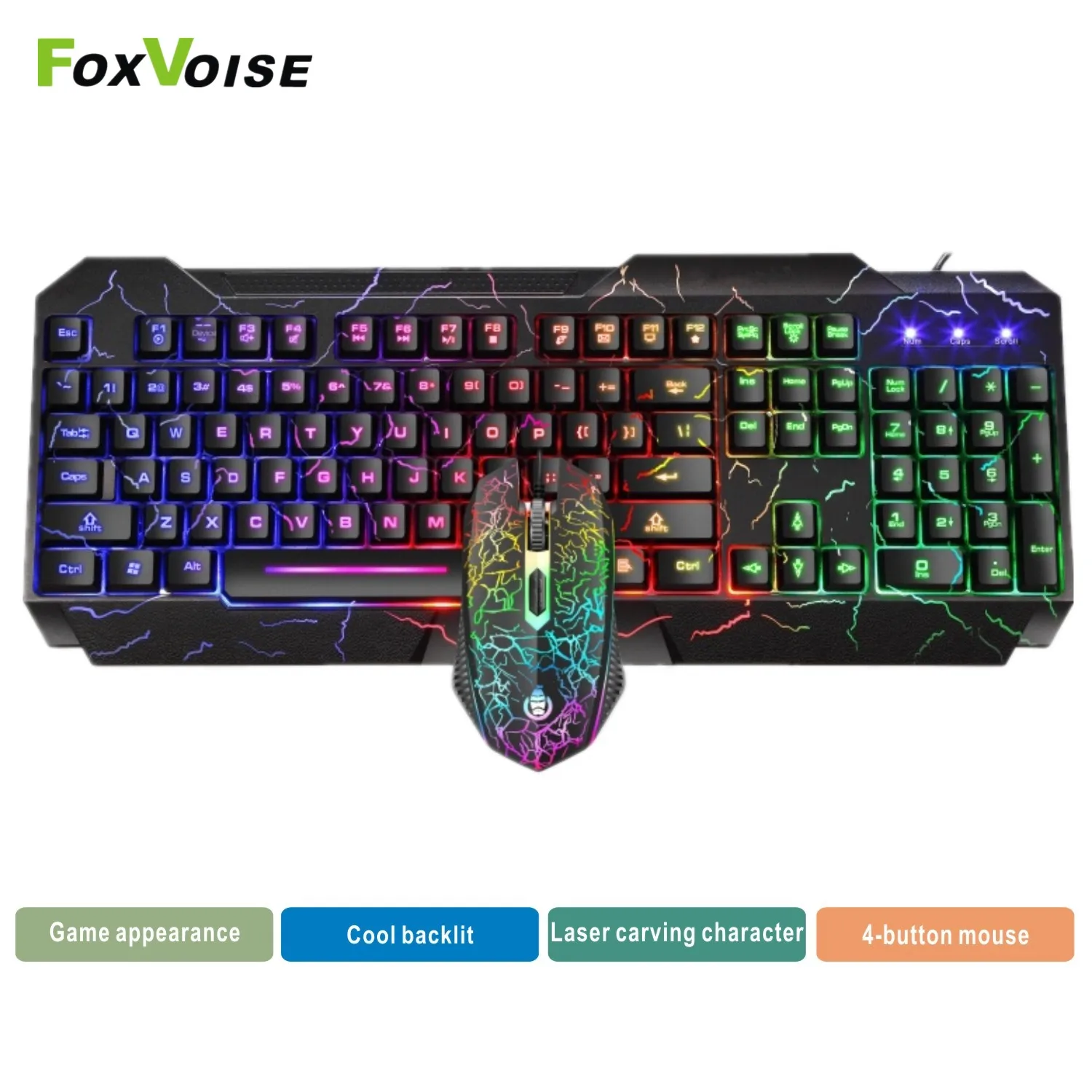 led keyboard and mouse set