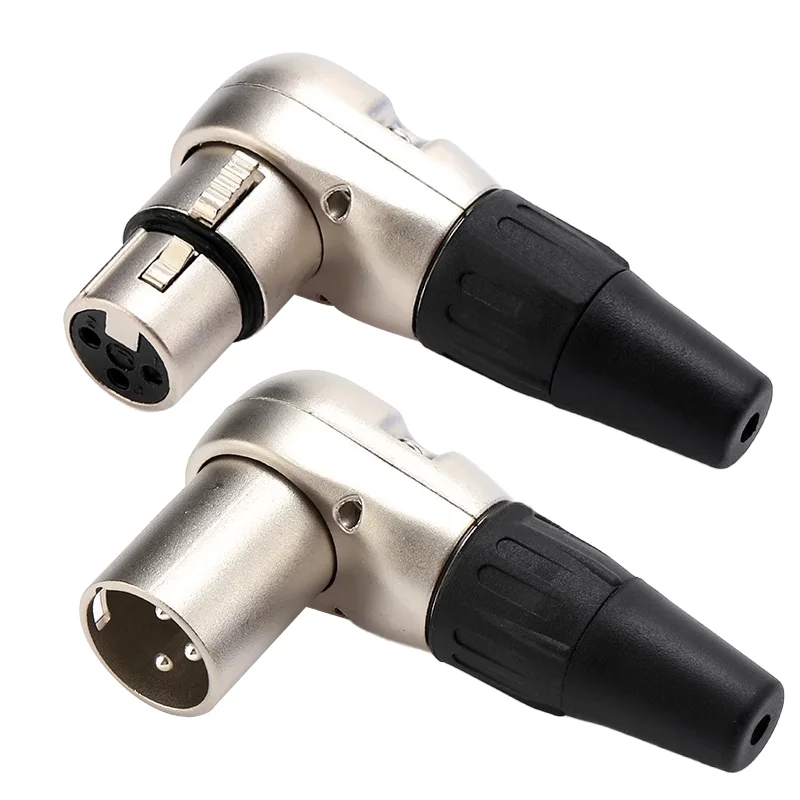 5/20PCS Right Angle Male Female XLR Connector 3 Pin Micphone Plug Audio Cable Speaker Connector-animated-img