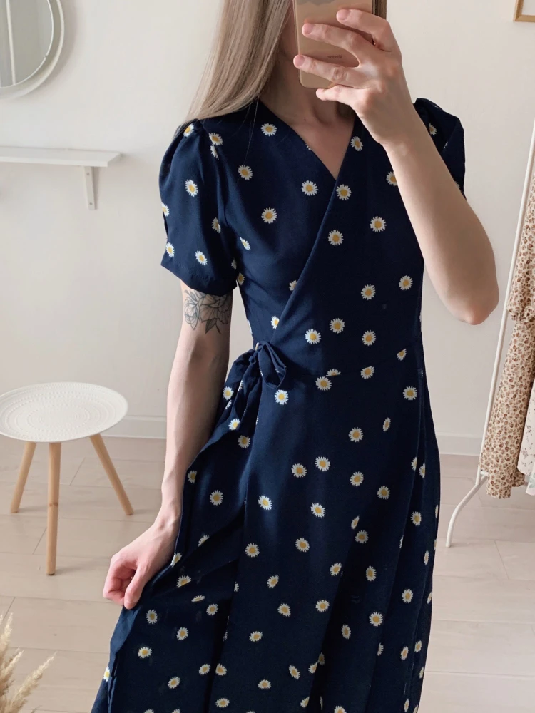Green New Flower Print Summer Dress 