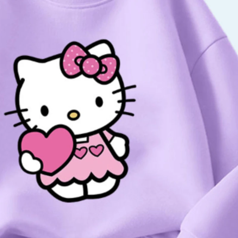 Spring Autumn Children's Sweatshirt Sets Hello Kitty Print Baby Girls Thin Breathable Pullover and Pant 2pcs Set Kids Tracksuit-animated-img