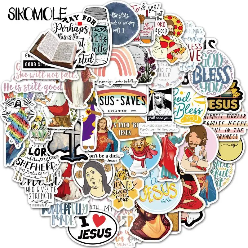 10/30/50PCS Jesus Christians Saying Phrases Stickers Car Motorcycle Travel  Luggage Guitar Waterproof Graffiti Cartoon