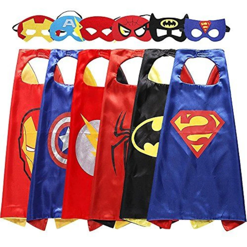 Disney Marvel Masquerade Mask Cape Cloak Anime Spider Man Batman Cloak Action Figure Marvel Toys Cosplay Child Xmas Party Gifts-animated-img