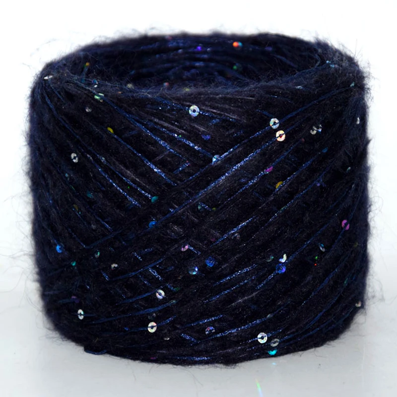 Glitter Knitting Yarn,Glitter Yarn, 50g Mercerized Yarn 3mm Special Sequin  Yarn DIY Hand Woven Rag Doll Knitting Wool Blanket Metallic Yarn for