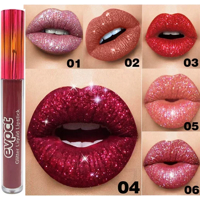 15 Colors  Glitter Glossy Makeup Liquid Lipstick Professional Matte Changed Metallic Lipgloss Shiny Sexy LipGloss-animated-img