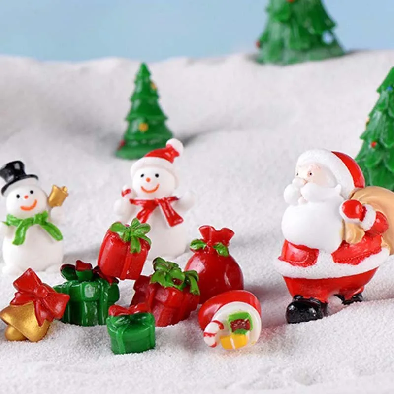 Mini Snowman Couple Miniature Figurines House Decoration Fairy