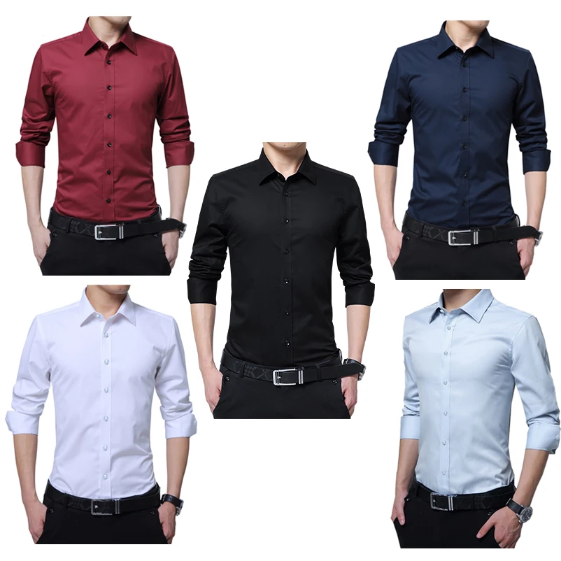 SHOWNO Mens Plus Size Button Up Bird-Embroidery Shirt Solid Long Sleeve Casual Slim Shirt SHOWNO Mens Plus Size Button Up Bird-Embroidery Shirt Solid Long Sleeve Casual Slim Shirt