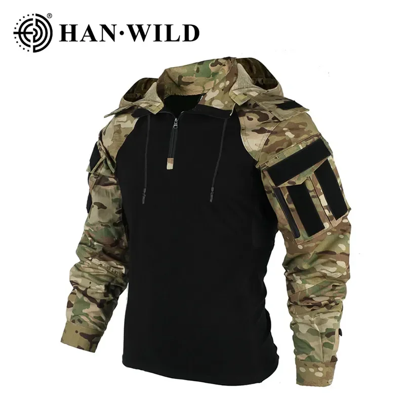 Combat Softair Shirt Outdoor Tactical Shirts for Men Clothing Camouflage Long Sleeve Hiking Cotton Sport Climbing Clothes Hunt-animated-img