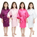 3 5 7 9 11 13 Years Girls Bathrobe Pink White Silk Robes Kid Summer Nightgowns Children's Kimono Robe Wedding Spa Party Birthday preview-1