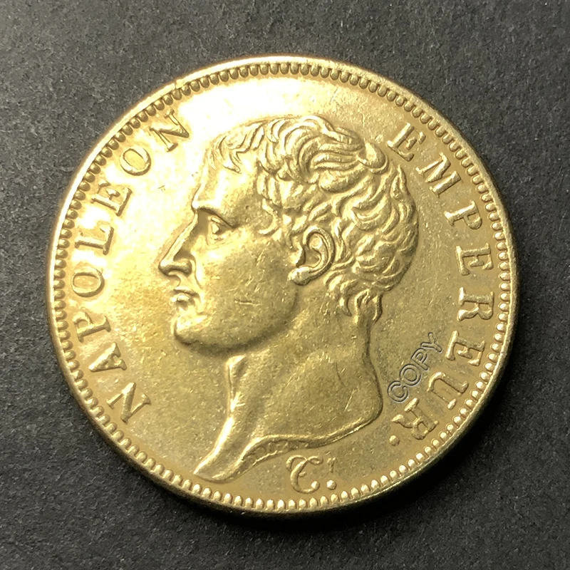 European Replica Commemorative Coin Collection, France AN13, Napoleon 40 francs, Antique Gold, Custom Medal, Home Decor Gift-animated-img