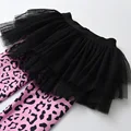 VIKITA Girls Leggings Kids Leopard Print Skinny Pencil Pants Trousers with Tulle Mesh Layered Tutu Skirts Fake 2 Pcs Pantskirt preview-3