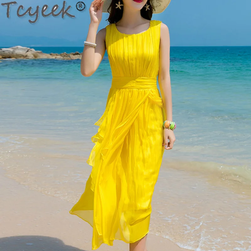 Tcyeek Summer Beach Dress Women 