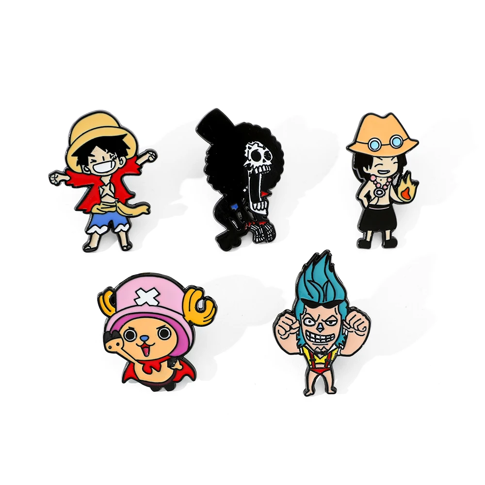 5 Pcs Cartoon Monkey D. Luffy Brooch Creative Tony Tony Chopper Enamel Pin Metal Badge Jewelry Backpack Accessories-animated-img