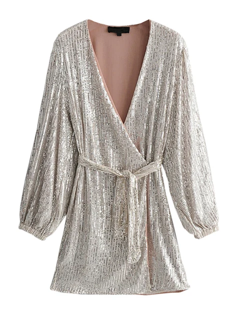Aachoae Sequin Dress Women Sexy Club 