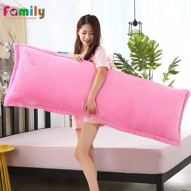 Luxury Flannel Long Pillow Case 1Pcs Multiple Size Anti-slip  120/150/180cm Bedding Body Pillowcase Lover Sleeping Pillow Cover-animated-img