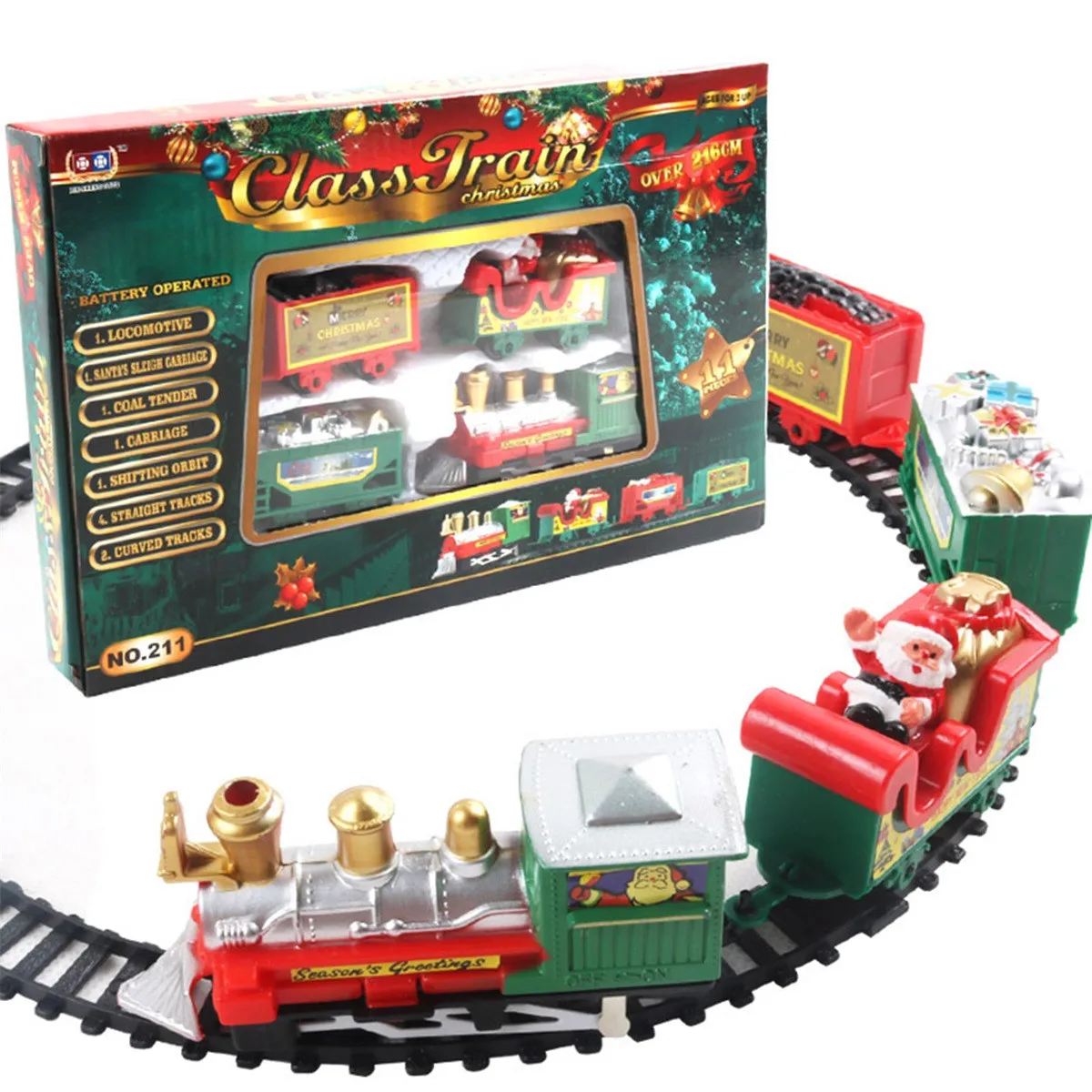 Christmas Realistic Electric Train Set,Easy To Ass-emble & Safe For Kids Gift & Party Home Xmas Tree Decoration-animated-img