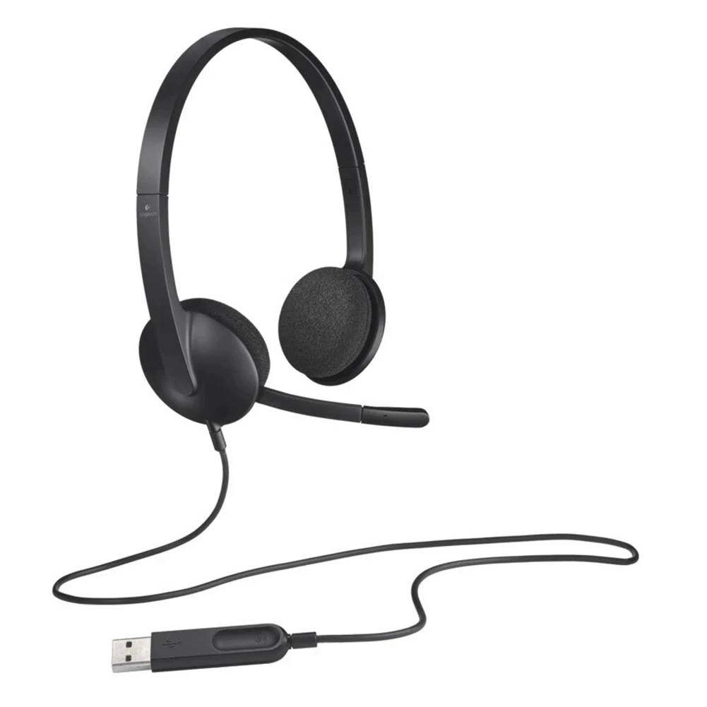 Original Logitech H340 Over-ear USB Stereo Headphones Hands-free Calling Gaming Meeting Video Chat Computer Office Wired Headset-animated-img