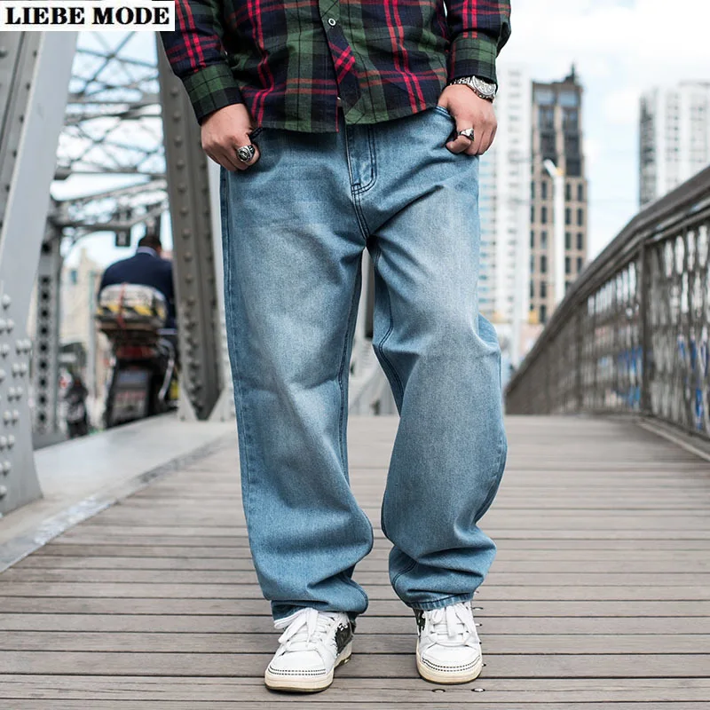Acquistare Jeans uomo | Men's Wide Leg Cargo Jeans for Men Hip Hop Loose  Skateboard Baggy Denim Pants Mens Spring Bell Bottom Jean Trousers big Size  46