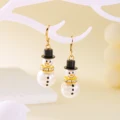 Korean Luxury Zircon Imitation Pearl Snowman Stud Earrings for Women Shiny Crystal Snowflake Earring Christmas Party Jewelry preview-3