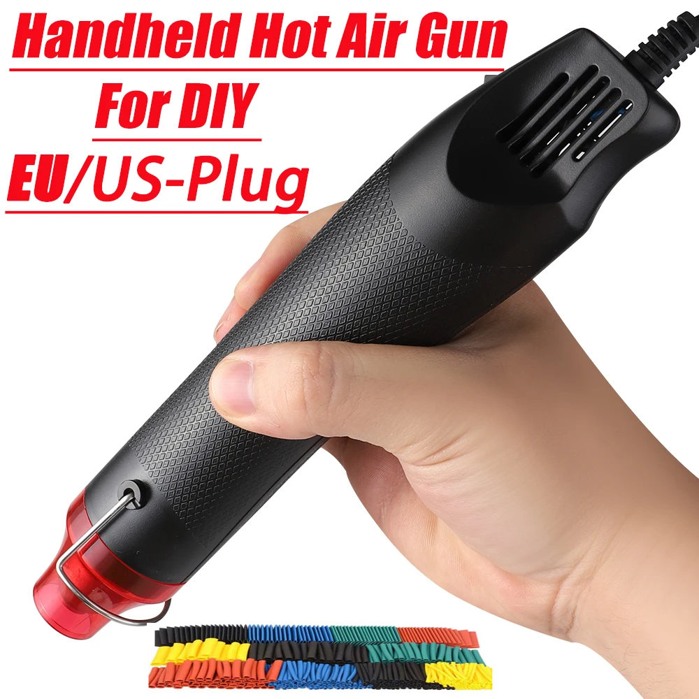 Electrical Mini Heat Gun Handheld Hot Air Gun with 300PCS Heat Shrink Butt for DIY Craft Embossing Shrink Wrapping PVC-animated-img