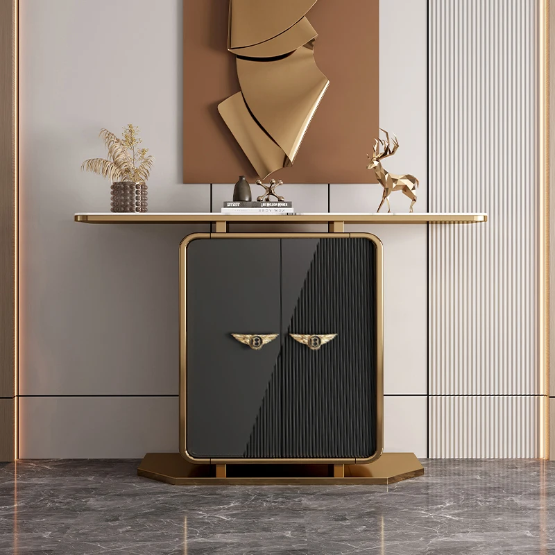 Nordic Modern Living Room Cabinets Luxury Gold Display Storage Entrance Cabinet Organizer Showcase Meuble De Rangement Furniture-animated-img