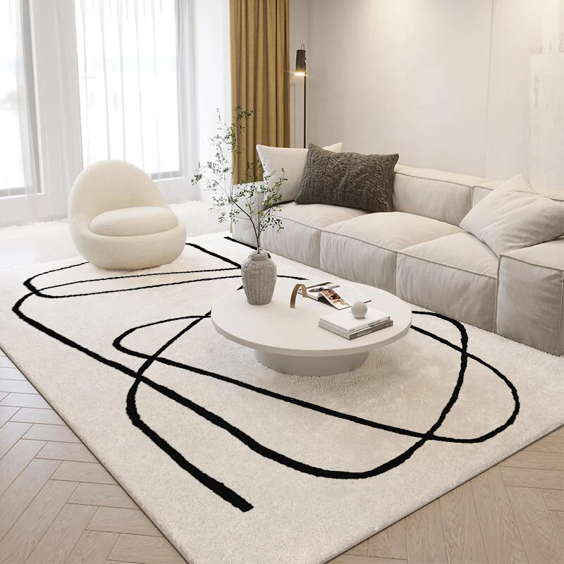 Nordic Style Living Room Decoration Plush Carpet Abstract Art Design Rugs for Bedroom Simple Line Soft Rug Home Thick Floor Mat-animated-img
