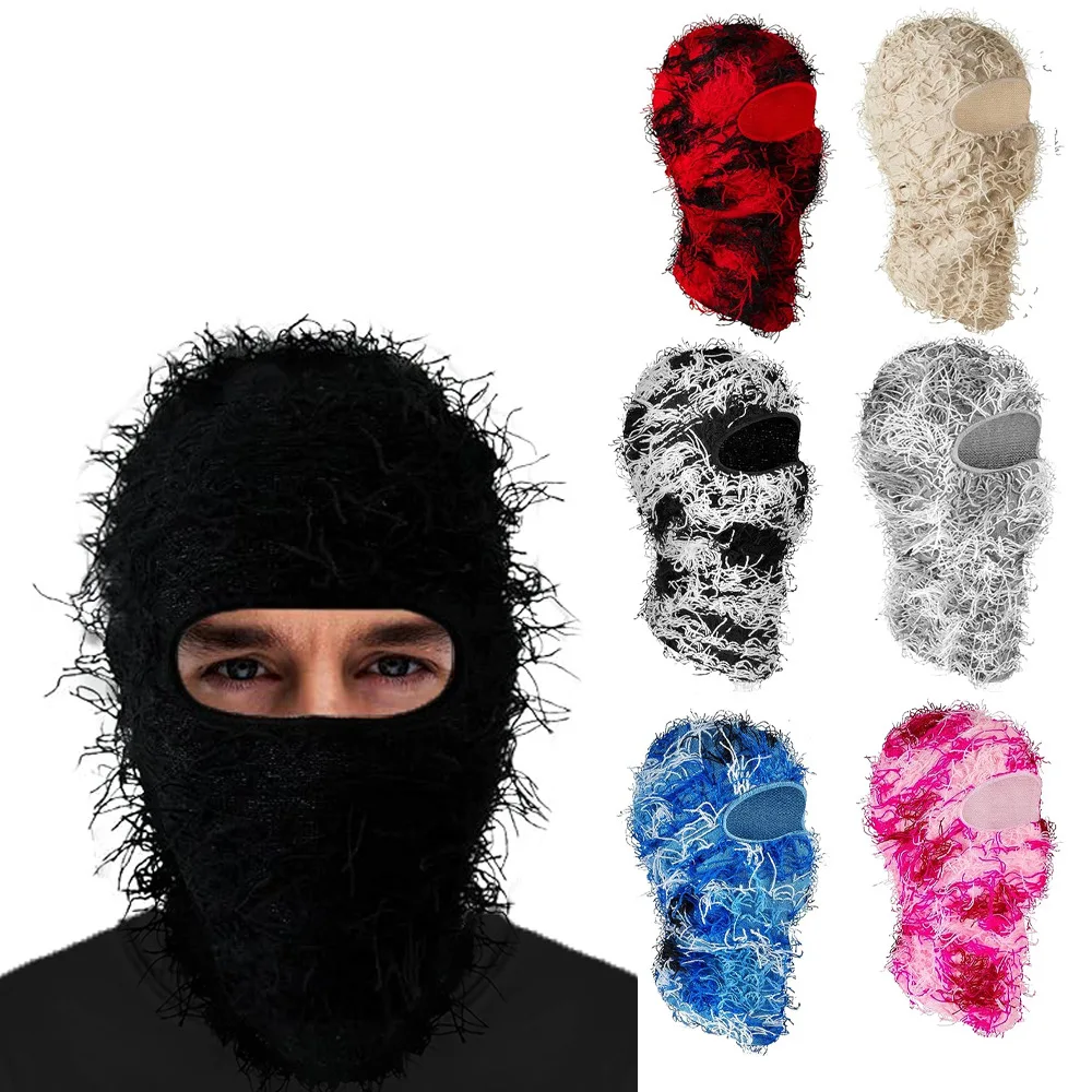 Distressed Knitted Full Face Ski Mask Shiesty Mask Camouflage