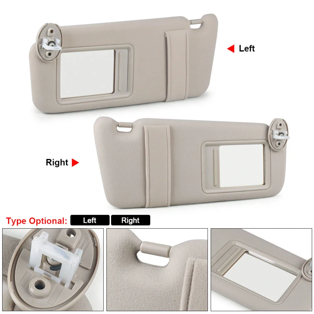 Beige Sun Visor For Toyota Venza 09-16 Left Driver&Right Passenger Side With Sunroof&Light&mirror 74320-0T021-A1,74310-0T021-B1-animated-img