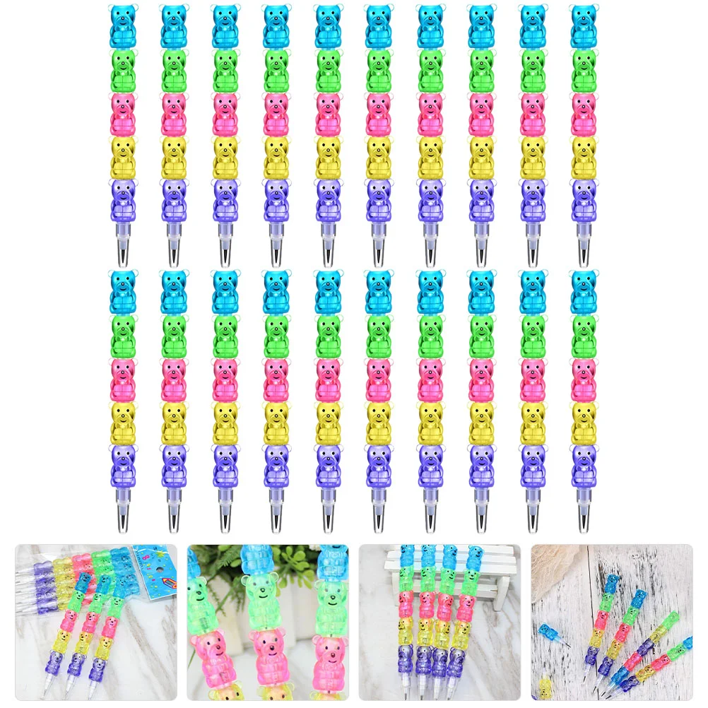 30 Pcs Building Block Pen Stackable Pencils for Children Lovely Shaped Stacking Kids Gift New Material Cartoon-animated-img