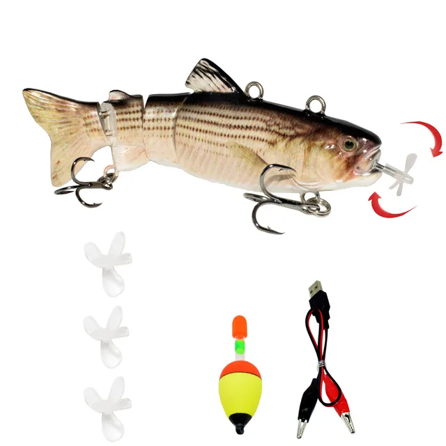 Αγορά Ψάρεμα  Electric Fishing Lure USB Charging Bait 4Section Swimbait  Crankbait Pesca Tackle Vivid Fish