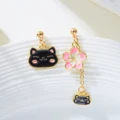 Funny Black Cat Earring For Women Girl Cute Animal Kitten Flower Love Heart Asymmetric Earrings Festival Party Christmas Jewelry preview-3