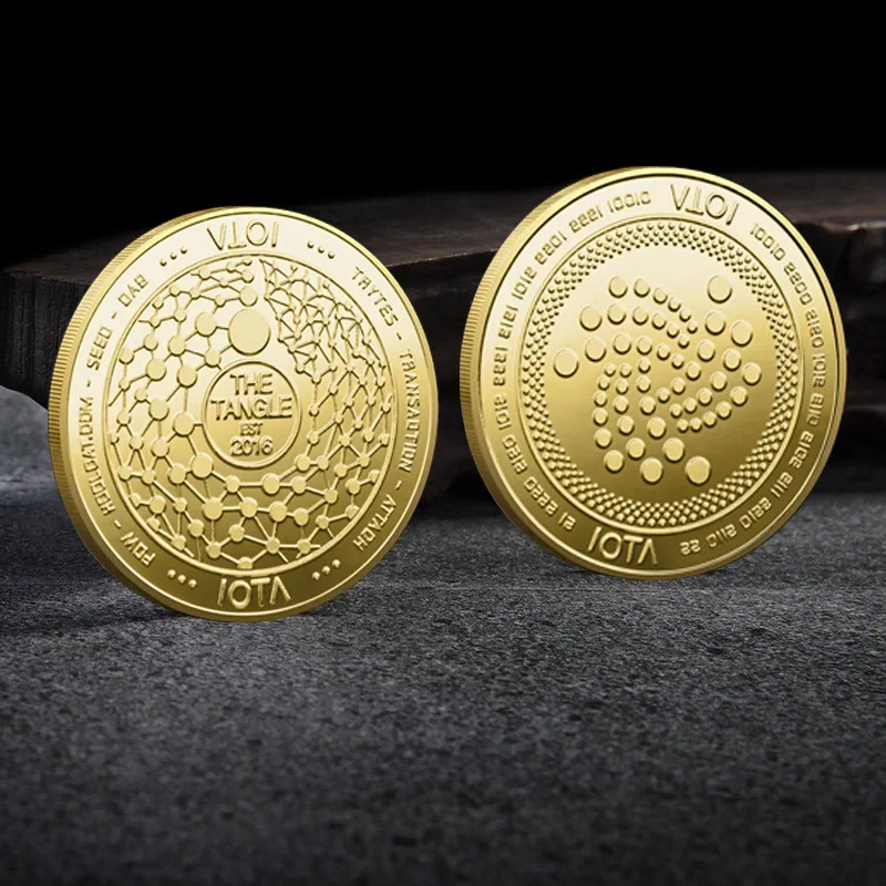 Golden Plated Cryptocurrency Coin IOTA Gift Collection Art Physical Commemorative Coins Home Decor-animated-img