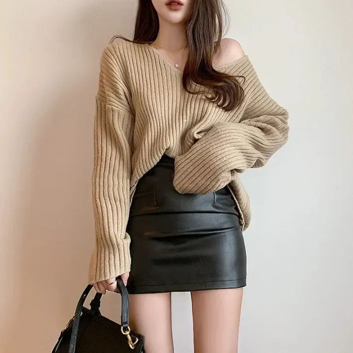 Mini Dress Short Black Pu Leather Skirt Sexy Professional Tightening Women's Underwear 2024 New Style Ultra-short Female Suit-animated-img