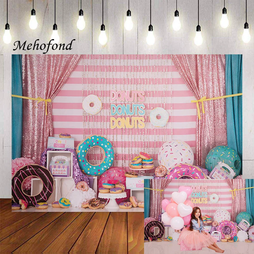 Αγορά Κάμερα | Mehofond Photography Background Pink Curtain Doughnut Candy  Donut Shoppe Baby Girl 1st Birthday Cake Smash Backdrop Photo Studio