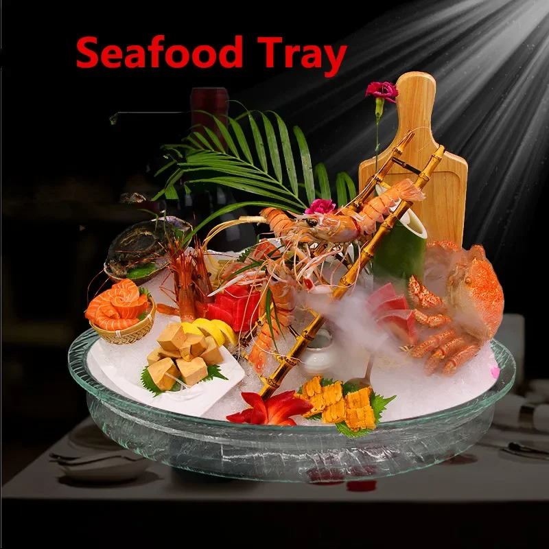 transparent Acrylic sashimi ice tray Japanese Korean sushi fruit plate seafood sashimi platter dry tray salmon seafood tool-animated-img