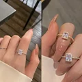 Luxury Classic Moissanite Wedding Engagement Rings for Women Square Lucky Ring Adjustable Gold Color Rings Charm Jewelry preview-4