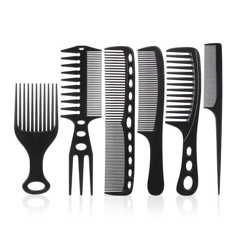 6pcs New Styling Hairdressing Men Women Beauty Salon Hair Hairdressing Black Brush Combs Hairbrush-animated-img