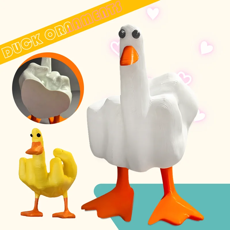 Funny Middle Finger Duck Decoration Resin Craft Desktop Cute