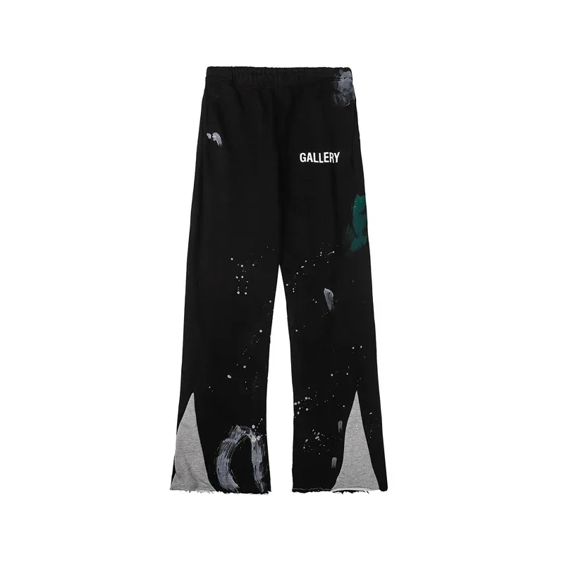 2024 new Men's sweatpants from a fashion brand are classic style splashed with graffiti, letter print, and loose slacks-animated-img