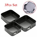 3Pcs Square Shape Cake Tins Mold Non Stick Baking Bake Trays Pan Kitchen Dining Bar bread loaf pate toast cakes movable