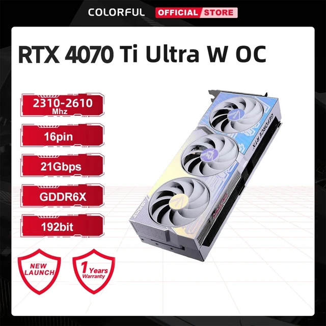 COLORFUL GeForce RTX 4070Ti Ultra W OC V2-V Graphics Card GDDR6x 192Bit 2505 MHz NVIDIA  Game Video For Desktop Computers-animated-img