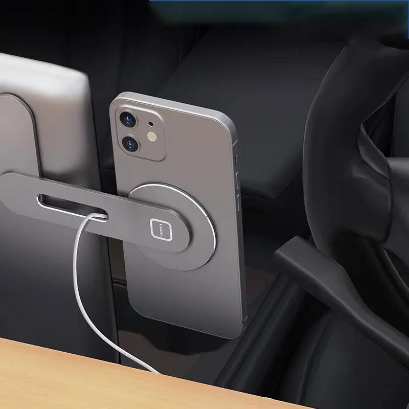 Invisible Foldaway Car Phone Mount Holder 15W Magnetic Magsafe Macsafe Wireless Charger for Tesla Model 3 Y X S BYD Atto 3-animated-img