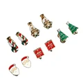 5 Pairs/Set Christmas Ear Clip Earrings For Women Zircon Xmas Tree Santa Claus Snowflake Ear Bone Clip Earring Party Jewelry preview-5