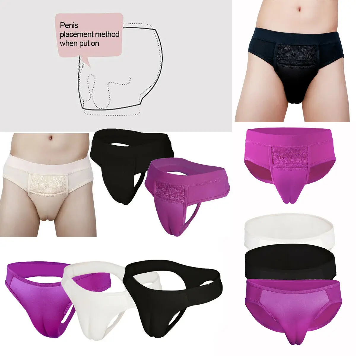 Open Crotch Men's Camel Toe Panties Hiding Gaff T Back Underwear  Crossdresser
