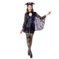 Halloween Costumes for Women's Gothic Vampire Costume Halloween Bat Hooded Dress for Adults preview-4